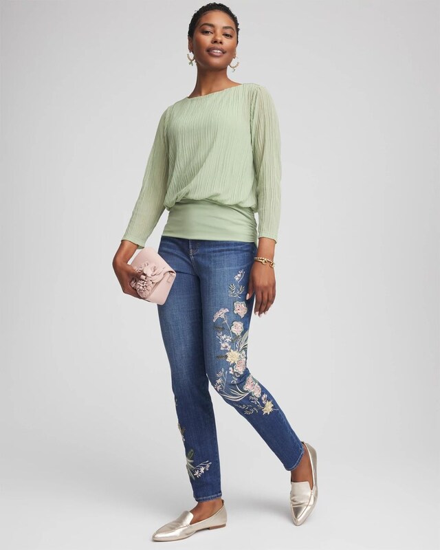Applique Girlfriend Slim Ankle Jeans - image 2